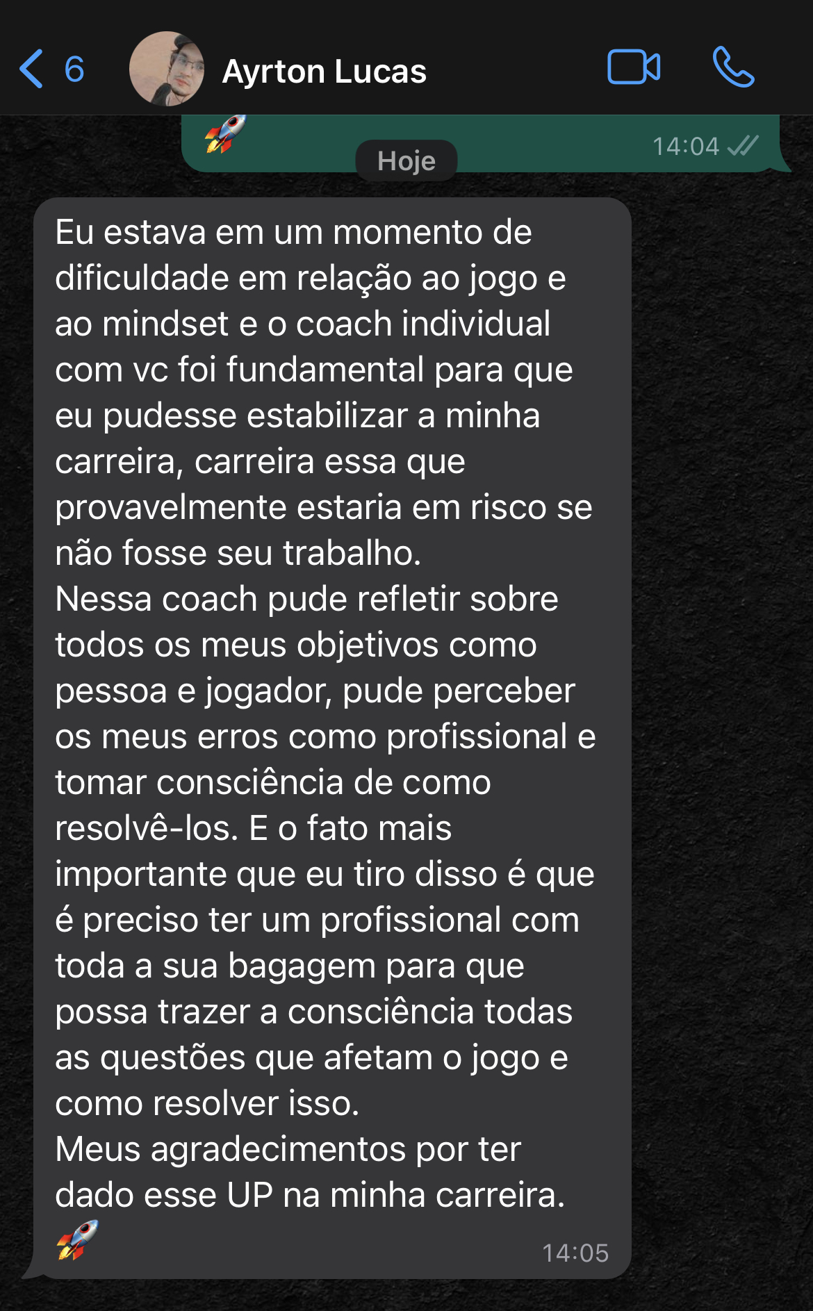 Depoimento Ayrton Diagnostico - minha carreira estaria em risco sem voce